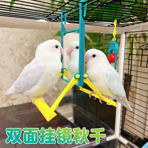 哈根双面镜鹦鹉站杆玩具趣味益智