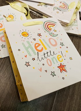 订单库存竖版中号Hello little one礼品袋礼物包装手提袋纸袋子