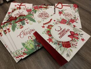 出口订单库存中号竖版圣诞系列礼品包装纸袋节日礼品包装手提纸袋