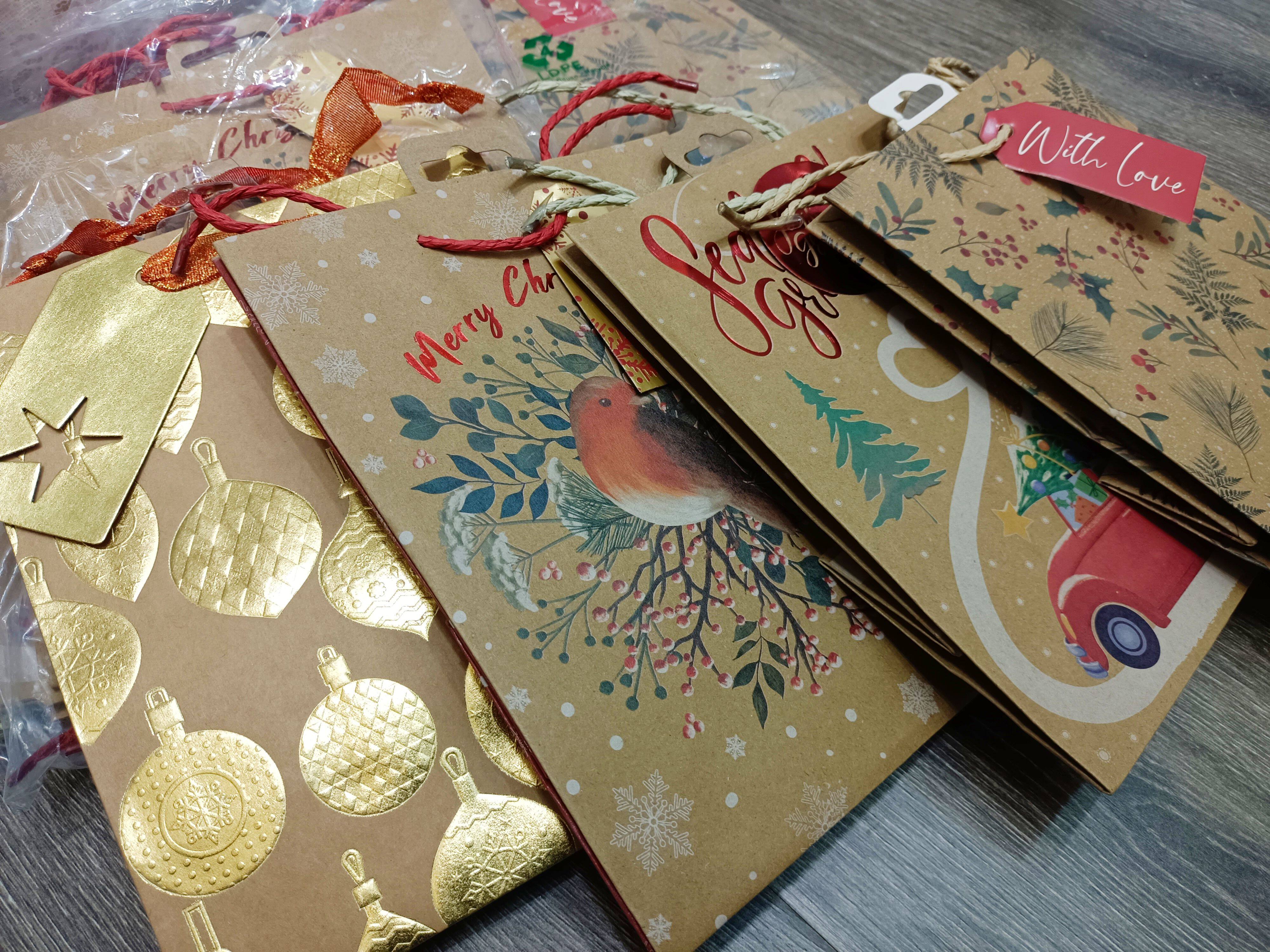 出口订单中号竖版节日圣诞礼物包装袋礼品烘焙糖果小礼物手提纸袋图片