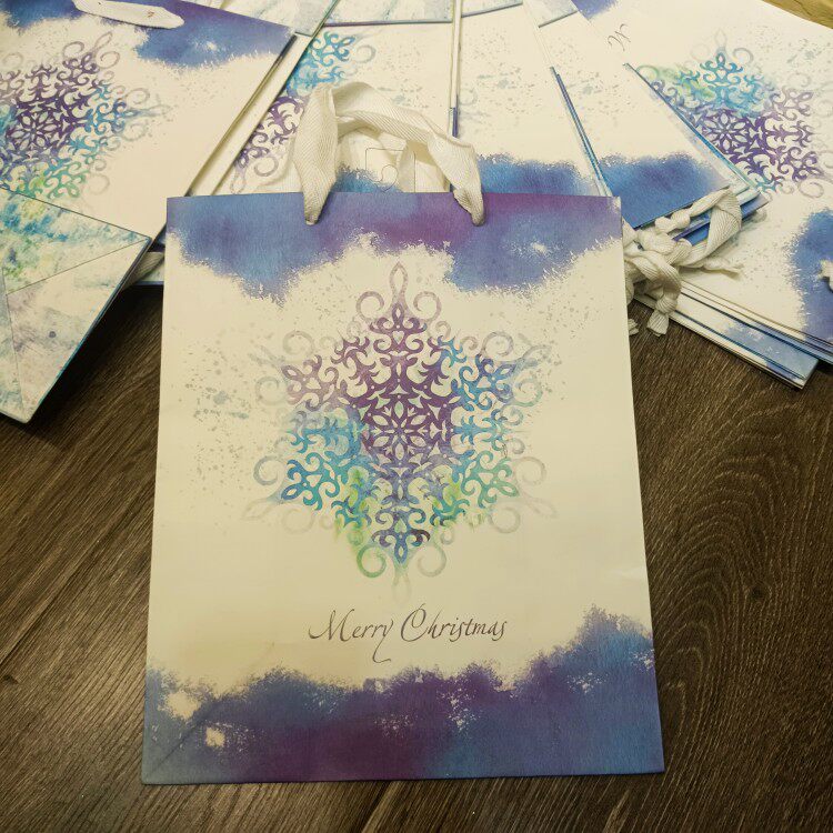 订单库存大号竖版蓝色雪花清新款礼物包装手提袋环保购物袋纸袋