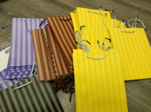 订单库存厚卡纸竖版中号单色条纹礼品包装手提袋纸袋子