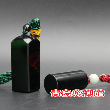 纯天然黑曜石水晶玉髓方圆印章代刻字书法画随身私人章打孔带手绳