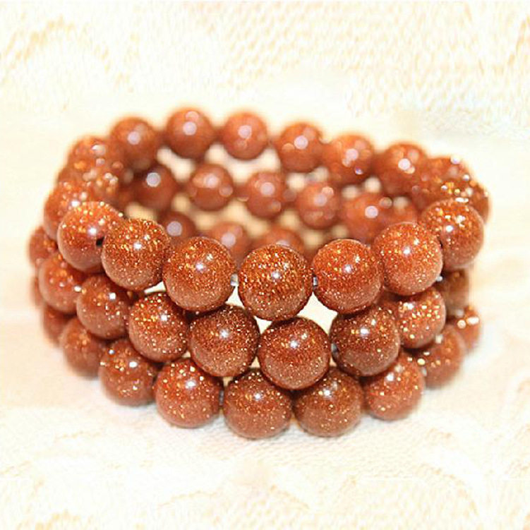 沙金石金沙石日光石金星石佛珠手链机遇之石手串手链散珠厂家直销