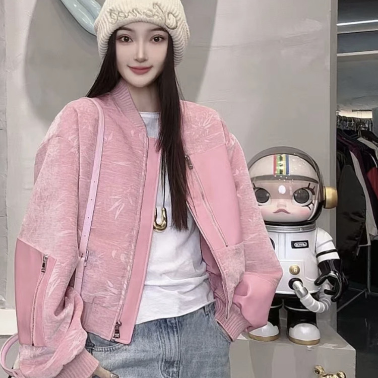 欧港妮2025春季新款真皮皮衣女短款立领拉链绵羊皮拼丝绒棒球服潮,女装/女士精品,皮衣,淘宝优惠券,粉丝福利购,淘宝优惠卷