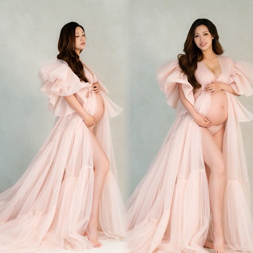 来图定制欧美孕妇写真大摆长裙