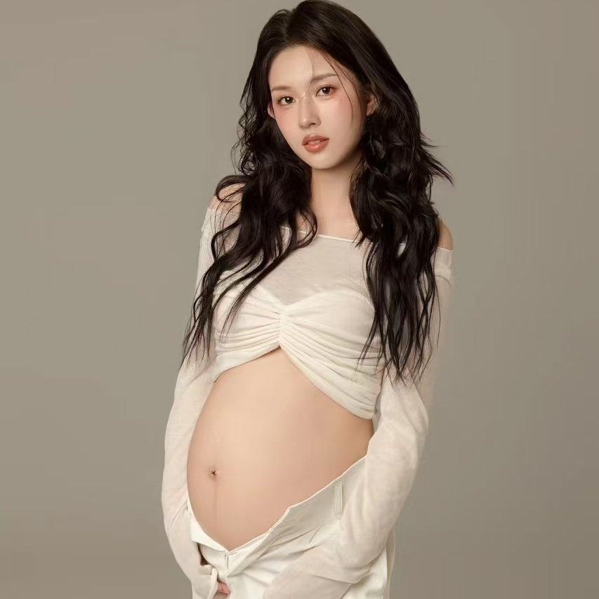 大码孕妇拍照小清新背心上衣可爱显白马卡龙无袖影楼孕妈摄影服装
