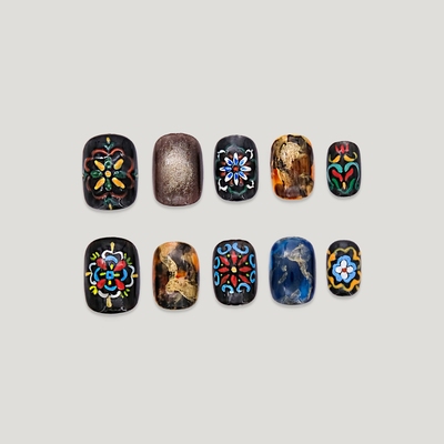 Ancient Pottery Blooms古陶绽放可重复使用高端个性手工穿戴甲