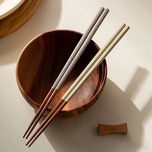 家用高档实木筷子八角磨砂手感筷铁刀木日式尖头防霉防滑厨房餐具