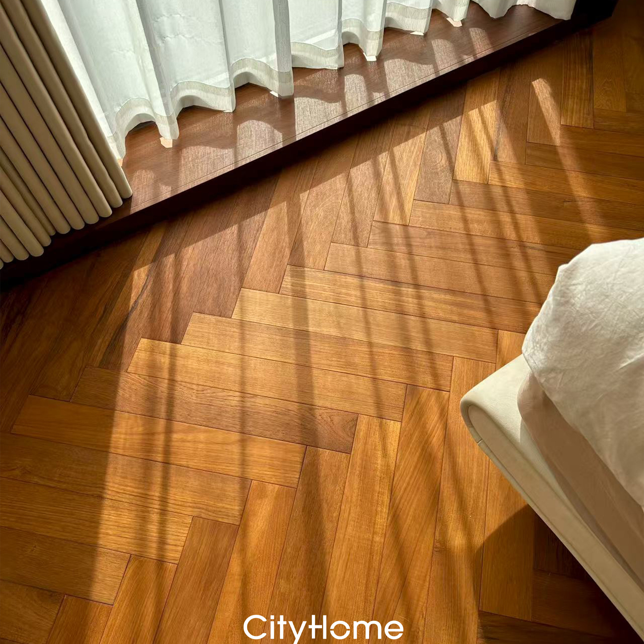 缅甸柚木纯实木人字拼艺术自由拼地热地暖地板