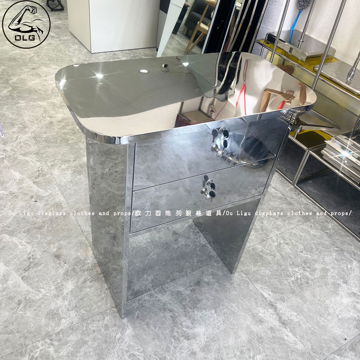 不锈钢吧台简约现代服装店收银台店铺小型柜台轻奢美容院前台定制