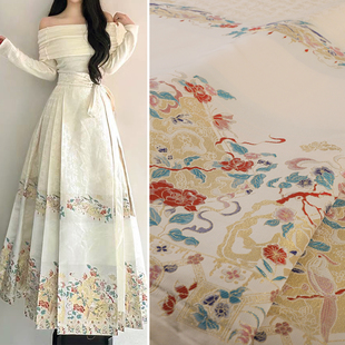 面料汉服马面裙马甲服装 织金马面服装 布料 SY022水木秦淮