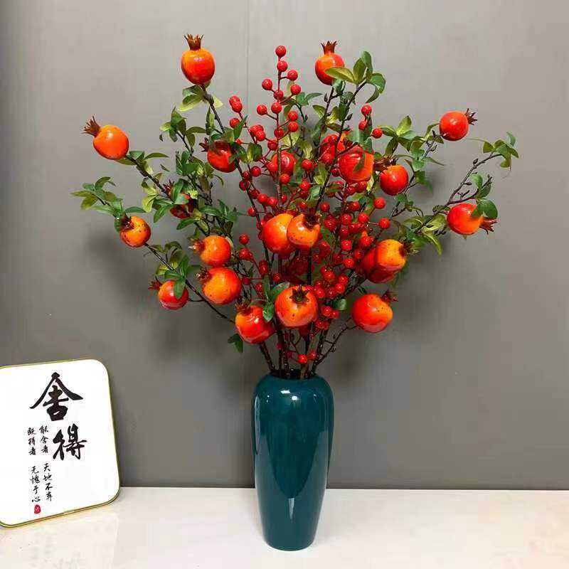过年石榴树枝仿真浆果中式室内