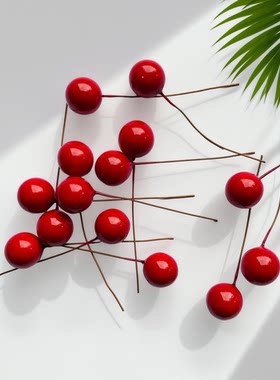 圣诞仿真小红果圆球花环配件