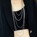 潮酷多层叠戴链条毛衣链长款 气质中性小众辣妹甜酷项链女 欧美时尚