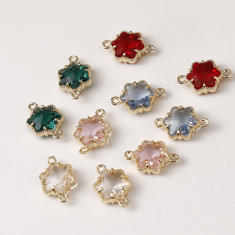 铜镀金水晶花朵双吊diy