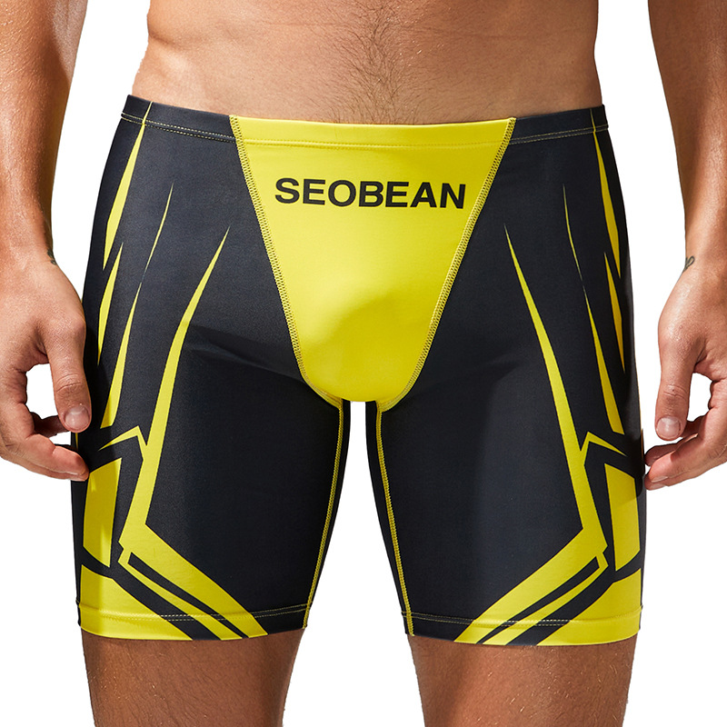 seobean希宾新款泳裤男士低腰长平角泳裤温泉裤男式泳衣泳裤