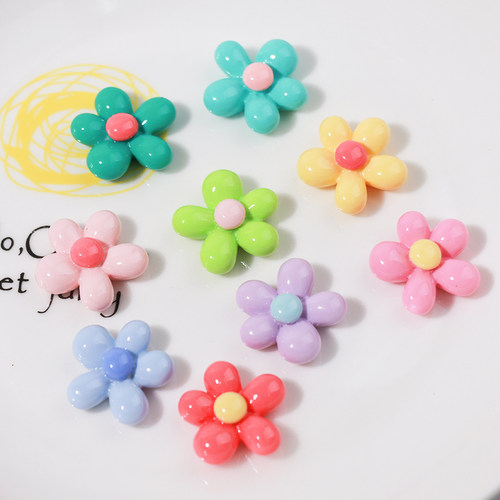 彩色亮面五瓣花朵饰品树脂配件diy奶油胶手机壳发饰水杯贴装饰