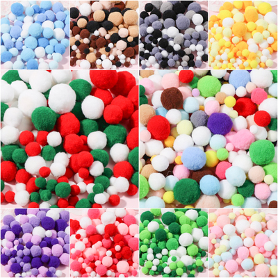 混装彩色小毛球diy毛绒球幼儿园儿童手工创意装饰材料高弹毛球