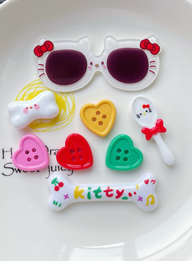 卡通可爱kitty猫奶油胶diy材料包手工制作水杯发夹饰品配件