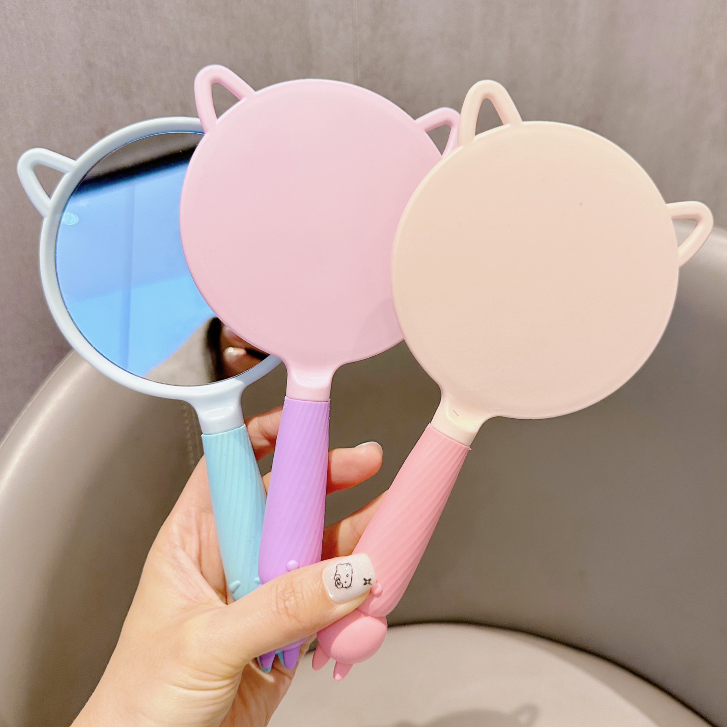 奶油胶手持镜子diy材料包手工自制镜子挂件钥匙扣挂件送女友礼物