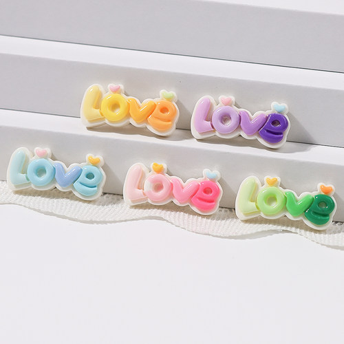 渐变love字母树脂配件diy奶油胶发饰头绳水杯贴服饰装饰手工配饰