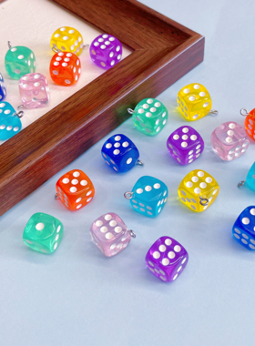 彩色圆角骰子树脂配件奶油胶diy手机壳发夹发饰材料数字骰子挂件