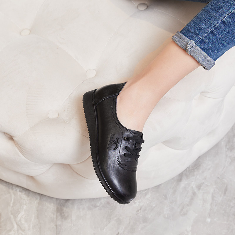 春季真皮大码女鞋41-43深口单鞋女圆头轻便舒适百搭黑色皮鞋42码,女鞋,深口单鞋,淘宝优惠券,粉丝福利购,淘宝优惠卷