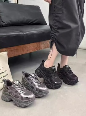 加肥大码女鞋41-43码单鞋真皮40 42百搭时尚老爹鞋厚底休闲鞋