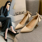 高跟鞋 尖头单鞋 胖宽脚加肥加大码 45码 法式 细跟加宽礼服宴会鞋