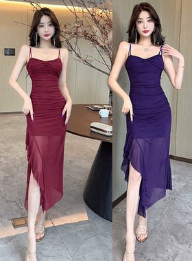 吊带连衣裙低胸露背修身夜店女装