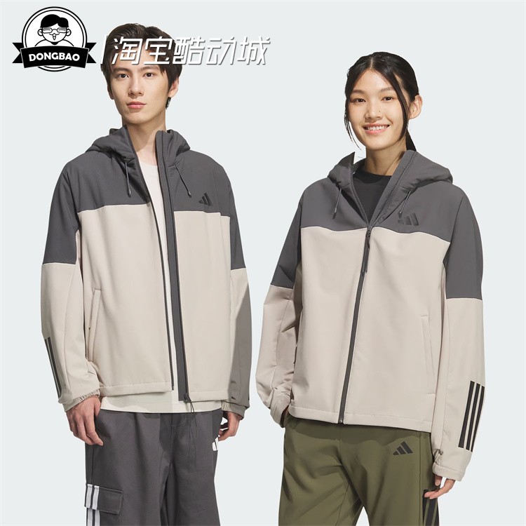 运动加绒连帽夹克外套男女