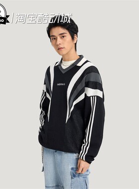 1月adidas阿迪达斯休闲纯棉针织运动宽松套头毛衣KW2018/KW2017