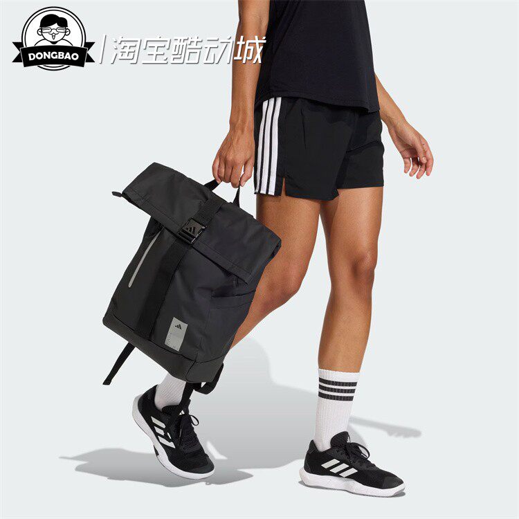 多口袋卷顶运动健身双肩背包