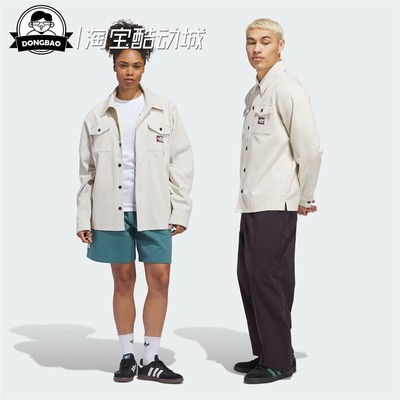 阿迪达斯灯芯绒运动长袖衬衫