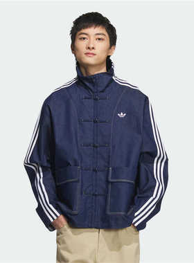 9月ADIDAS阿迪达斯新中式唐装盘扣牛仔宽松夹克外套JW1969/JW1968