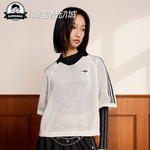 优雅针织运动半袖V领POLO衫