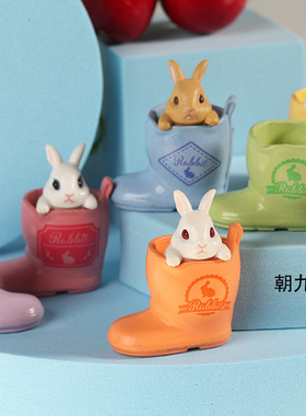 日版正品散货 epoch鞋子里的小白兔 可爱兔子摆件雨靴里的小兔子