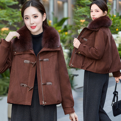 狐狸毛领羽绒服女短款保暖外套