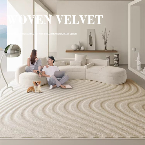 奶油风地毯客厅环保无胶
