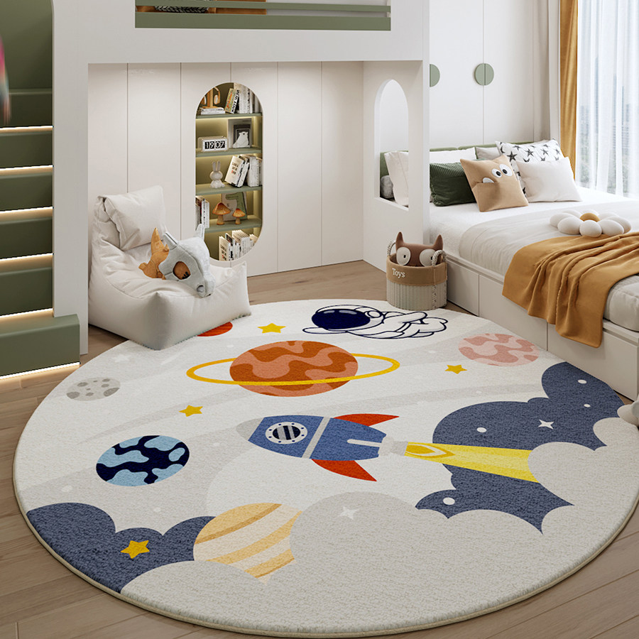 可爱卡通圆形地毯2025新款儿童卧室房间防水耐脏地垫阅读区垫子,居家布艺,地毯,淘宝优惠券,粉丝福利购,淘宝优惠卷