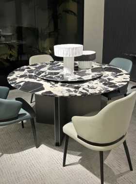 CZ009天然大理石圆餐台1.35米1.5米圆餐台意式极简现代简约餐桌