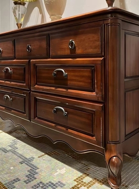 DB808美式斗柜1.38米长斗柜七斗柜卧室斗柜全实木多斗柜简美斗柜