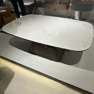 CJ553微晶石面长茶几1.2米电动升降茶几意式 极简客厅茶几变小餐桌