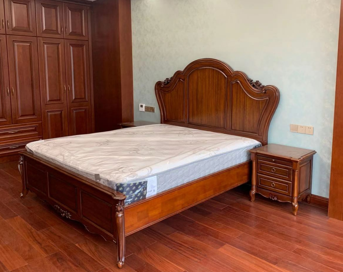 8米床1.5米简欧纯实木床美式木靠背床桃花芯木床