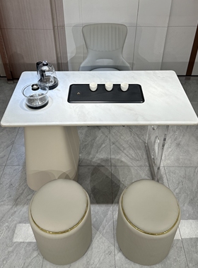 CZ313意式极简茶台1.2米1.4米微晶石轻奢茶桌功夫茶泡茶桌奶油风