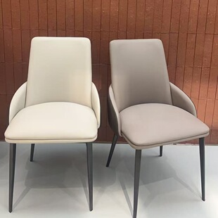 CZ106意式 休闲椅单椅 极简餐椅布艺旋转椅扶手椅皮布结合设计师款