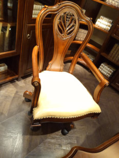真皮书椅纯实木古典书椅欧式 书椅 旋转椅美式 书椅欧式 HC665欧式