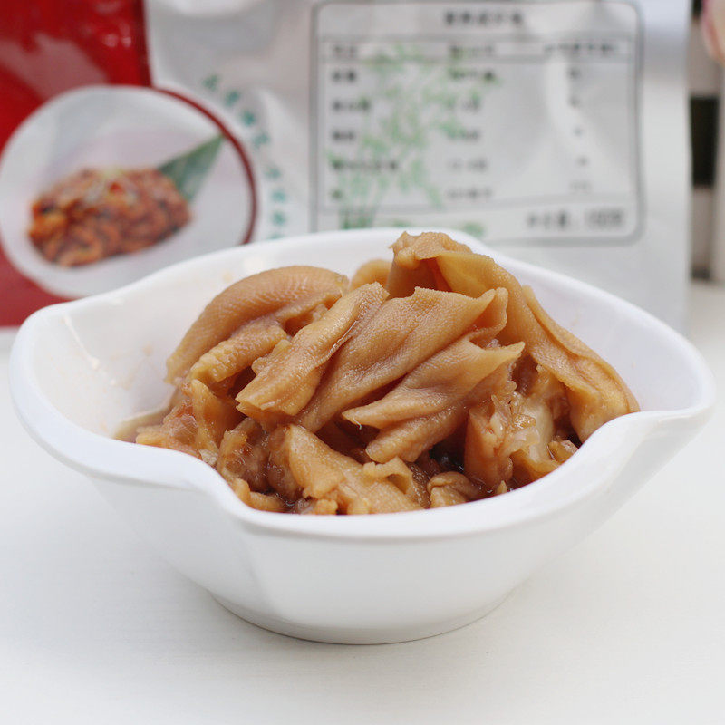 芥末鸭掌去骨温州特产商用食材无骨即食鸭爪150g*3包冷冻冷盘凉菜