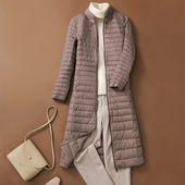 2024年秋冬新款 清仓 显瘦外套潮反季 轻薄长款 羽绒服女立领过膝修身